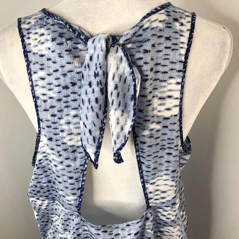 Lou & Grey Womens Sleeveless Top Size Large Blue Textured Open Tie Back - Picture 7 of 15